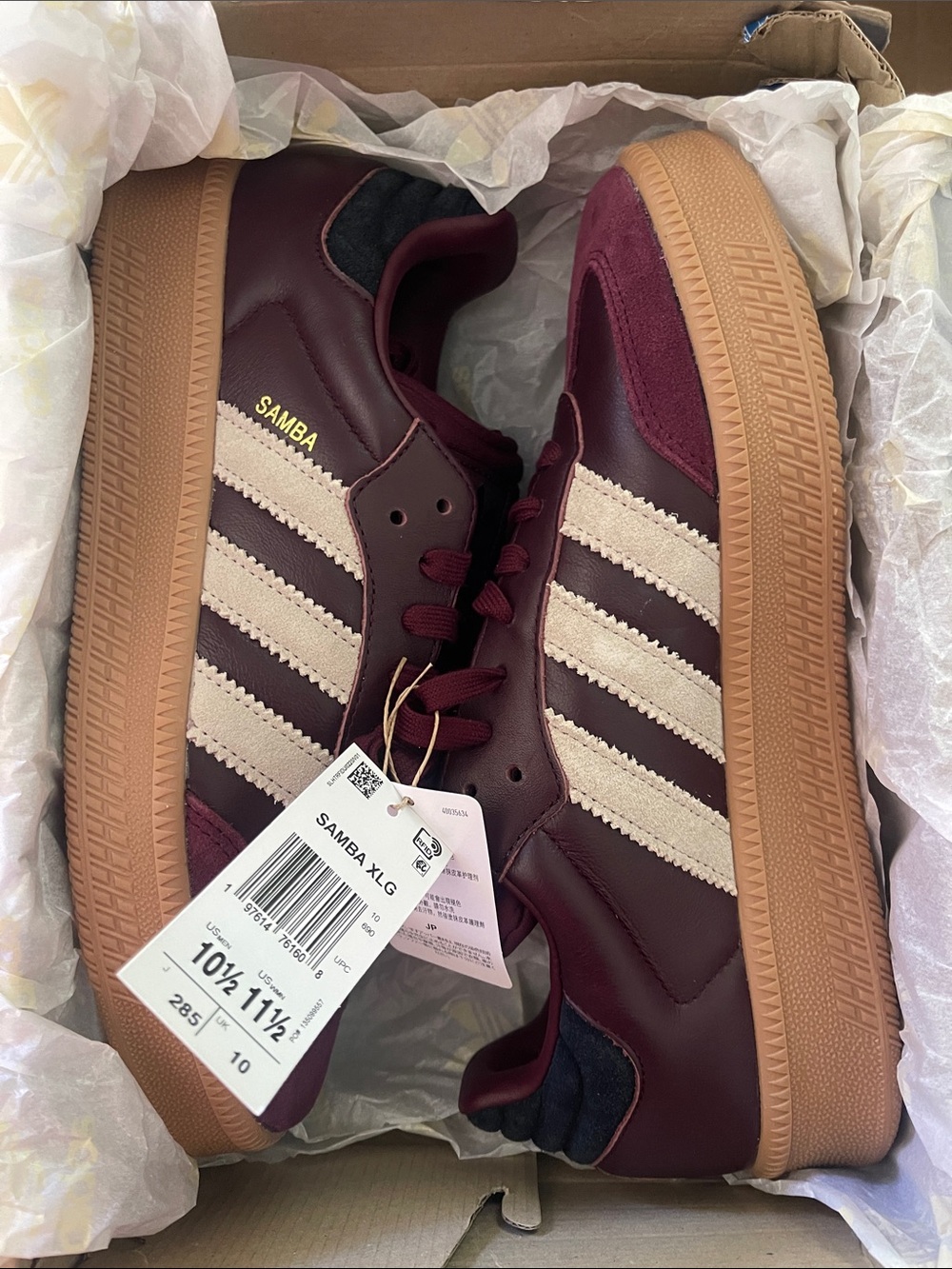 adidas Samba XLG Athletic Shoe Sneaker - Maroon & White - Picture 4 of 6